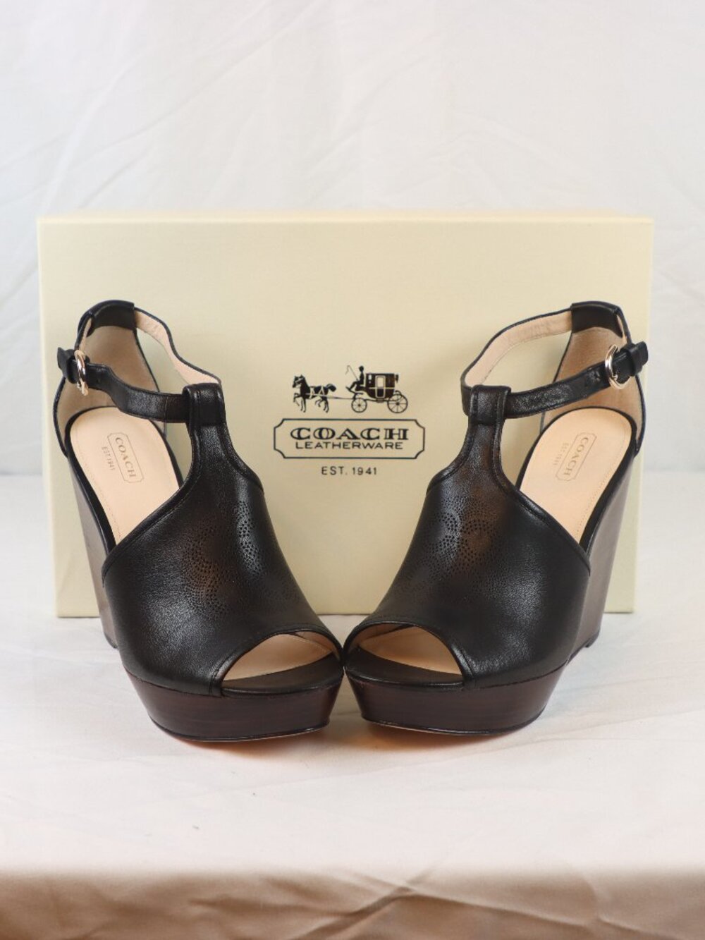 Coach Size 9 Black Platform Wedges